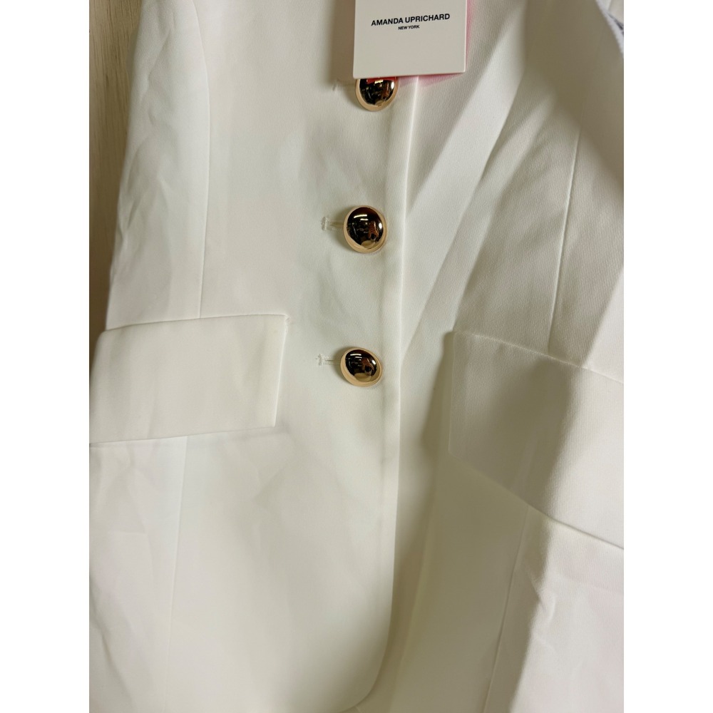 Amanda Uprichard Women XS White NEW Gold Button Blazer Style Sleeveless - Picture 5 of 14